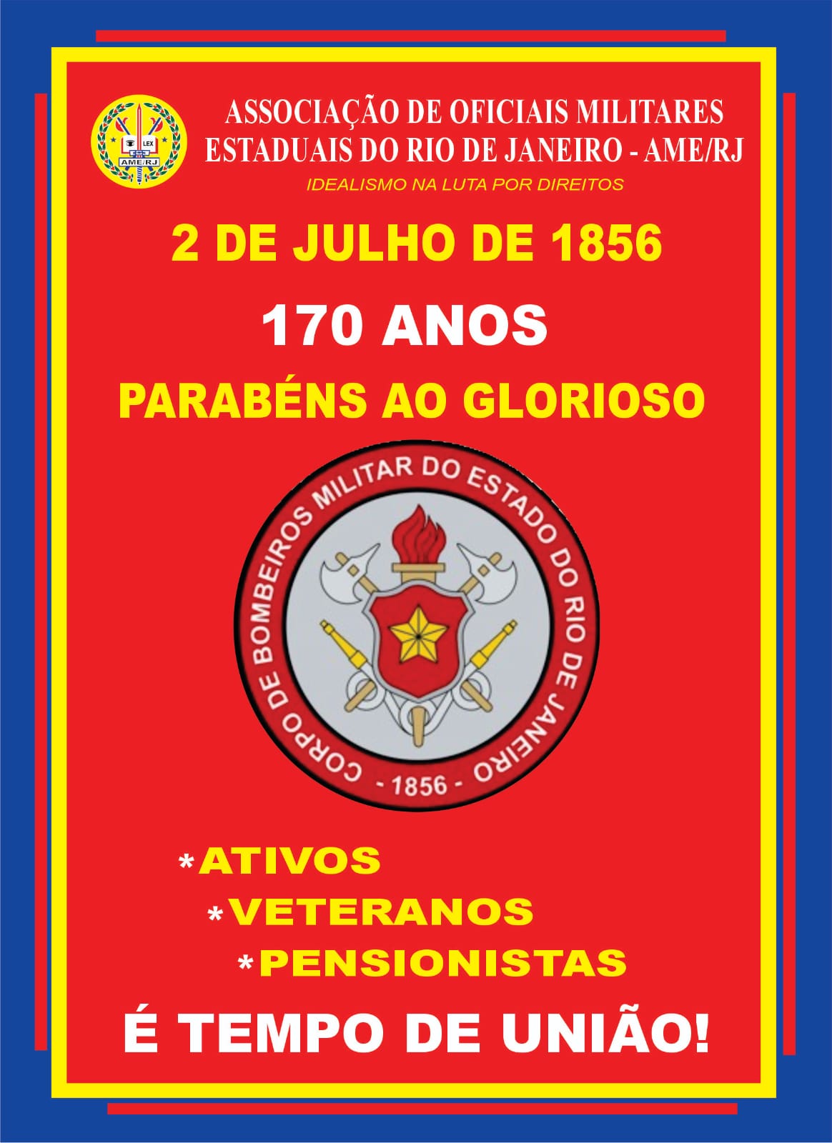 Arte de homenagem da AME/RJ ao Corpo de Bombeiros Militar do Estado do Rio de Janeiro (CBMERJ)