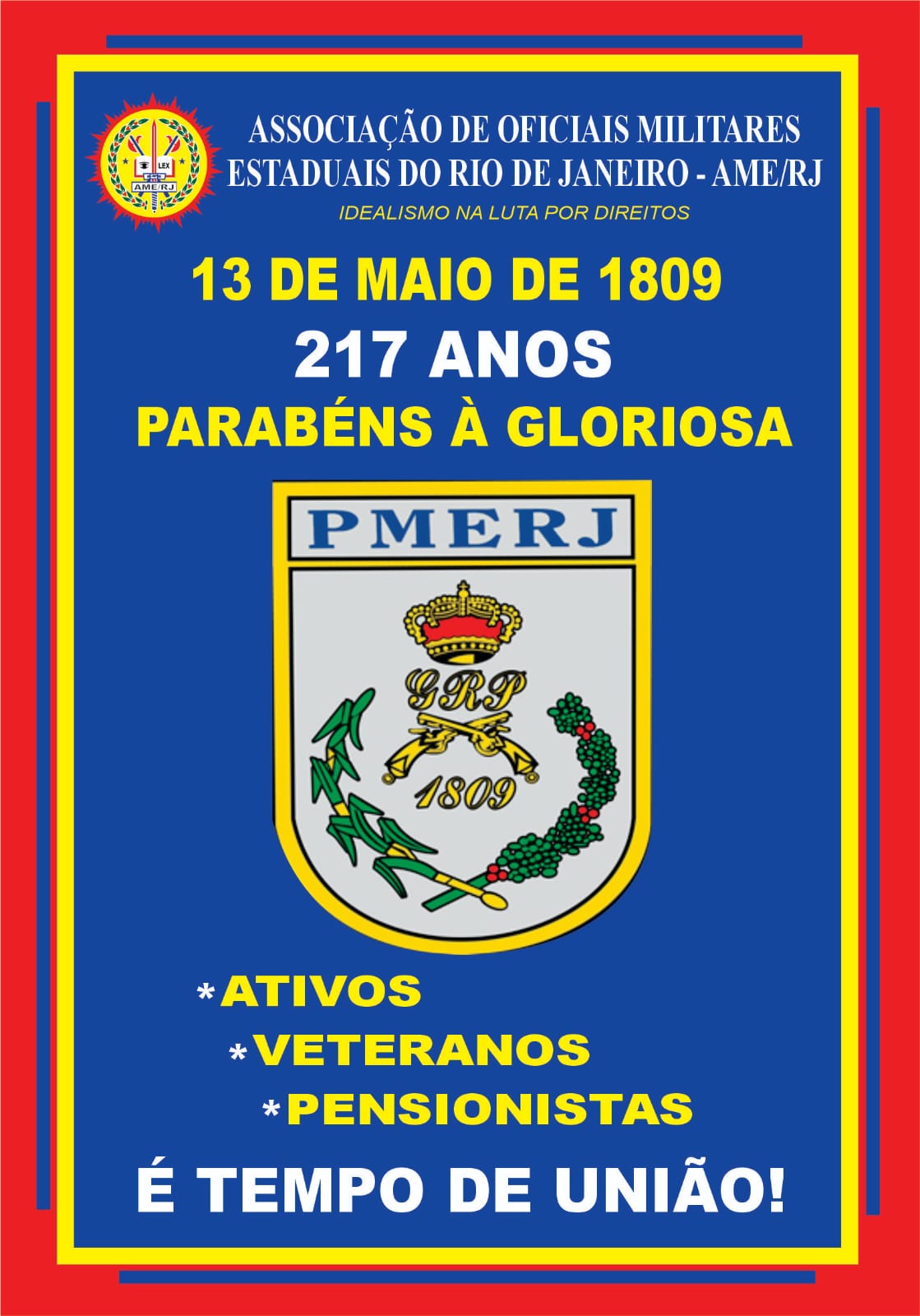 Arte de homenagem da AME/RJ à Polícia Militar do Estado do Rio de Janeiro (PMERJ)
