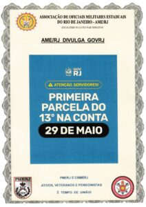AME/RJ divulga comunicado do GOVRJ sobre o 13º salário